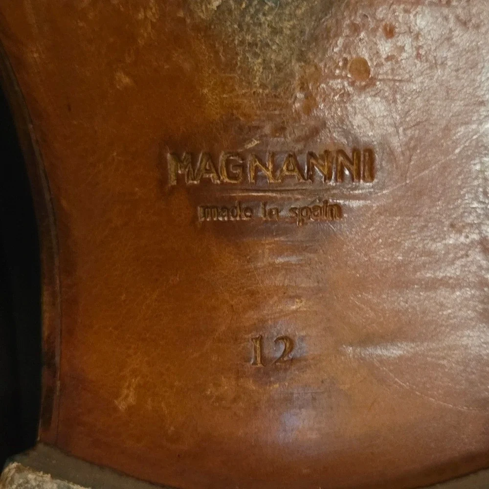 Sz 12 M Mens Magnanni Cruz Wholecut Oxford Brown Burnished Leather Shoes VGUC